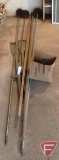 Antique shoe repair stand, chimney brushes, duck boat oars, fuel tank ruler
