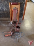 Bumper jack, Wards Riverside mechanics creeper, hand pump hydraulic ram