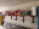 Contents of shelf: starting fluid, brake cleaner, silicone spray, paint thinner,