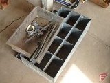 Galvanized storage box with dividers and lid; includes lead bars