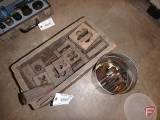 Antique pipe threading tools: reamer, taps, and dies
