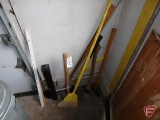 Fence post pounder, yard sticks, broom, hatchet, splitting maul