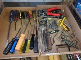 Screw drivers, battery pliers, hex wrenches, drill driver bits, spark plug gauges, box cutters