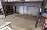 Shaw Walker 1 drawer metal desk with vinyl type top