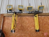 (2) adjustable halogen shop lights on tripod stands