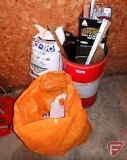 Floor dry, metal can, shop, rags, squeegee, microfiber glass cloth, rat trap, rulers, grease gun