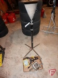 115v halogen light, 115v light on stand, and Jack-Lift ratcheting cable and hook 2000lb capacity