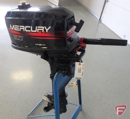 5 HP Mercury outboard motor with gears, includes gas tank