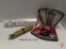 Oriental calligraphySumi painting set, brushes, carved wood brush holder