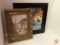 Framed ceramic tile 16in square and framed art by Frederic William Bock 13.5inx10.5in. 2 pieces