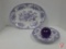 Asiatic Pheasants Gustafsberg china pieces, 2 bowls and platter, and purple glass paperweight