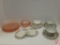Pink depression glass plates and bowls, Eggshell Nautilus china plates and saucers, Buffalo Ware