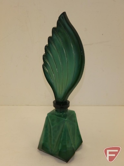 Vintage forest green Marble-like perfume bottle