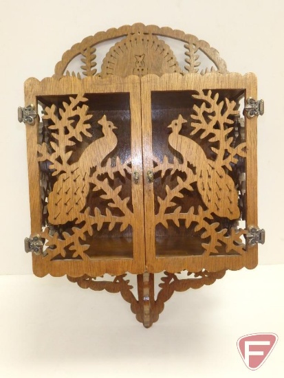 Ornate wood wall box, 14inHx9inW