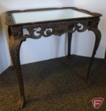 Cast iron side/occasional table with mirror top, 19inHx21inx16in