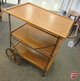 Vintage wood folding 3tier tea cart, 31inHx18inx26.5in.