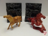 Marble bookends and horse figurines