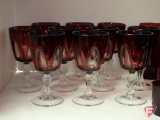 Ruby Red glass stemware and glassware. Contents of 2 boxes.