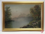 Framed oil painting, back signed Geo M Babcock January 15, 1885, 14inHx20inW