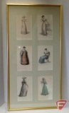 Framed and matted prints of Victorian ladies in evening dress. 34inHx18inW