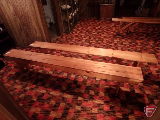 (2) wood benches, 9-1/2"x8'x18"H