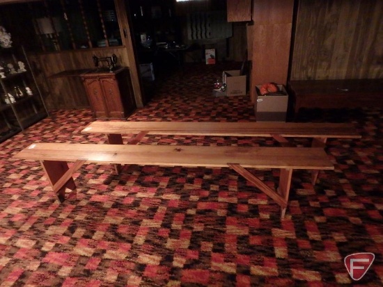 (2) wood benches, 9-1/2"x8'x19-1/2"H