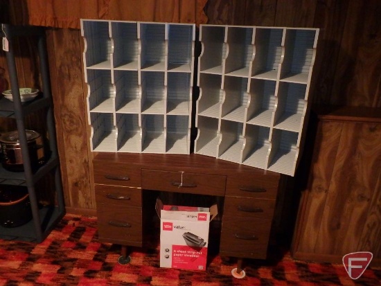 Paper shredder, (2) paper organizers, and 5 drawer desk 40"x19-1/2"x29"H
