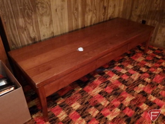 3 drawer wood coffee table/bench, 72"x24"x18"H