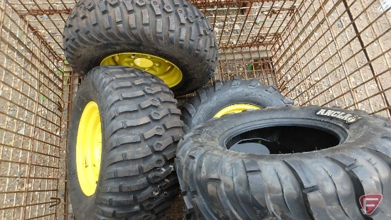 (2) John Deere Gator tires 25x11.00-12 with rims, (1) JD Gator tire AT25x11.00-12 (no rim)