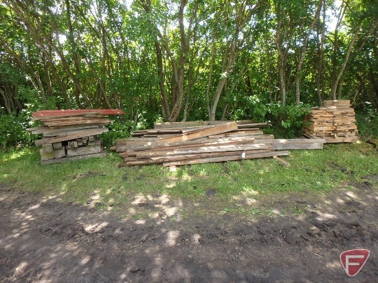 Misc. lumber and boards: (2) 2"x10"x16' unused boards, blocking, dunnage, and square posts