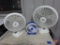 (3) fans, two are Lasko oscillating fans and one Air Duracraft fan