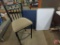 Bar height chair, white board, and folding table