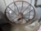 Resin/plastic bird bath and metal spoke wheel, 32inDiameter, 4inWide. 2 pieces