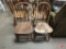 (4) wood chairs, matching sets of 2, and braided oval rug and (2) matching throw rugs. 7 pieces