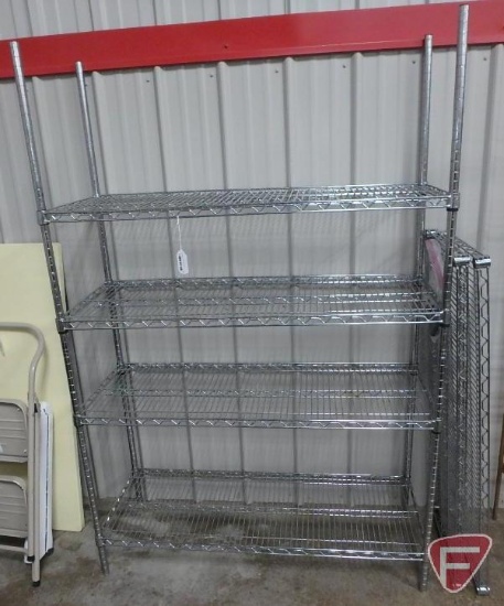 Metal storage rack, 6 shelves, legs are 6ft, 4ft wide, 18inDeep