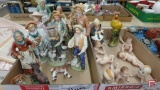 Figurines, farm, babies, old man/woman. Contents of 2 boxes