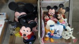 Mickey Mouse items, placemats, bubblegum machine, banks, case, hand puppets, video recorder toy,