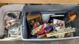 Christmas/holiday decorative items, vintage, ice skates, tins, Christmas Seals in 3-ring binders,