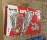 Gilbert Erector set in metal box and additional erector pieces