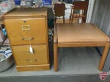 Wood 2 drawer file cabinet and end table