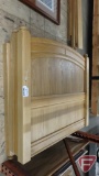 Blonde wood bunk beds with (2) 4 drawer 1 door storage cabinets, 75-1/2