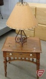 Lamp with metal base and end table, 24