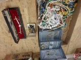 Jewelry: necklaces, hat pins, Waltham 17 jewel wrist watch