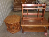 Drop leaf coffee table, magazine rack, and end table
