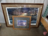 Framed and matted print, A Helping Hand, by Terry Redlin, 4263/9500, 28inHx41inW, print has shifted