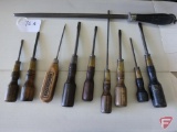 Winchester items, (9) screwdrivers, knife sharpener, meat clever and grinder