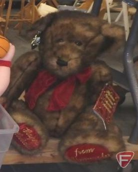 100th Anniversary Teddy Bear, Happy Holidays from Minnesota Teddy Bear, and Hawgs stuffed toys.