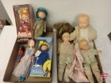 Dolls, some vintage, Madeline, Annie and her shaggy dog, and others.