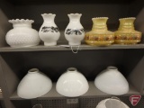 Glass lamp globes and shades some matching. 8 pieces
