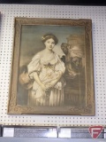 Vintage framed print, 30inHx25inW